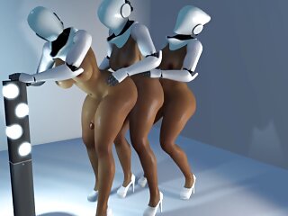 Three Shemale Robots Anal Train Fucking: Haydee Porn Parody free video